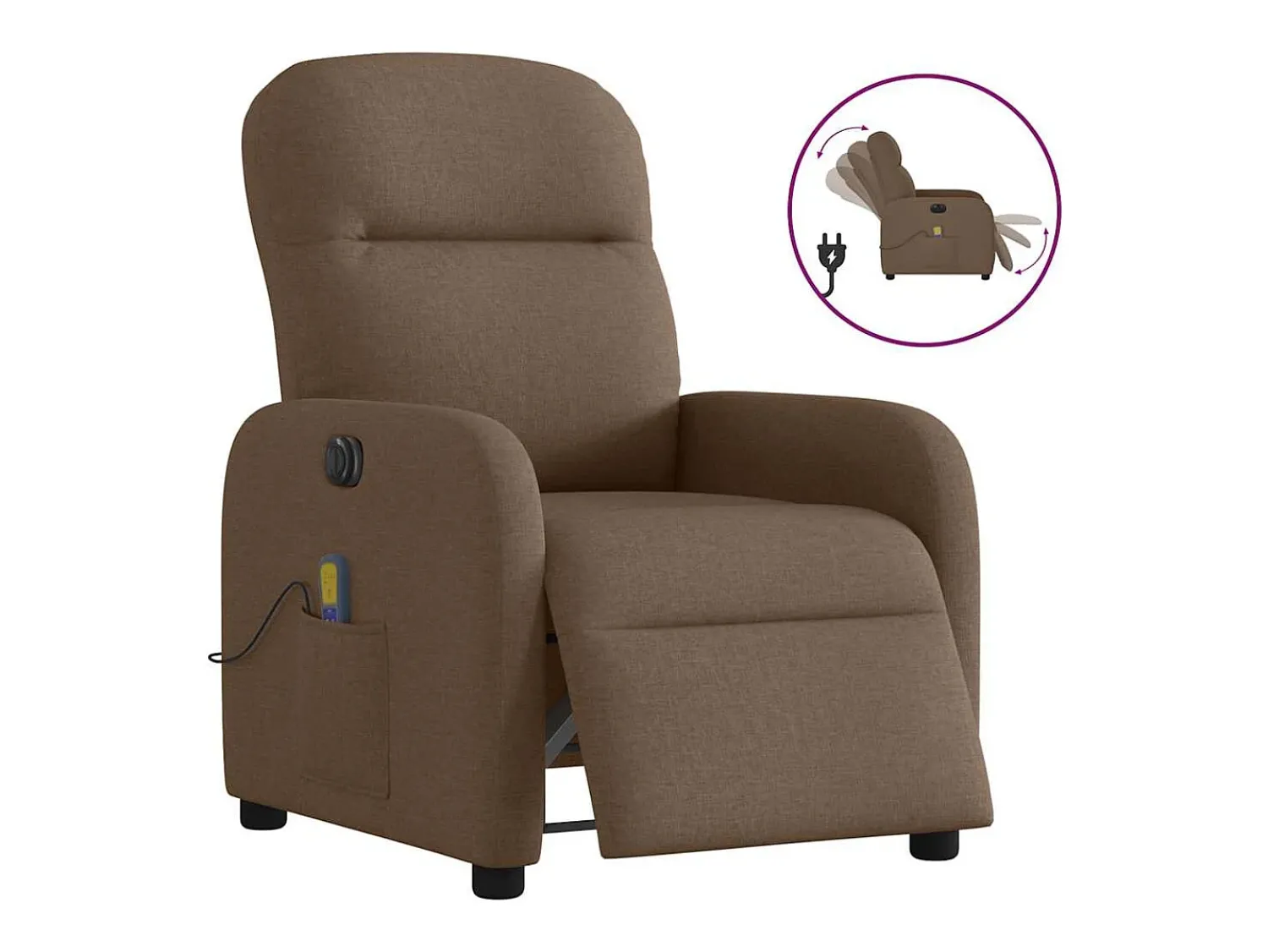 Best Poltrona de massagens reclinável elétrica tecido SHL942232 Castanho
