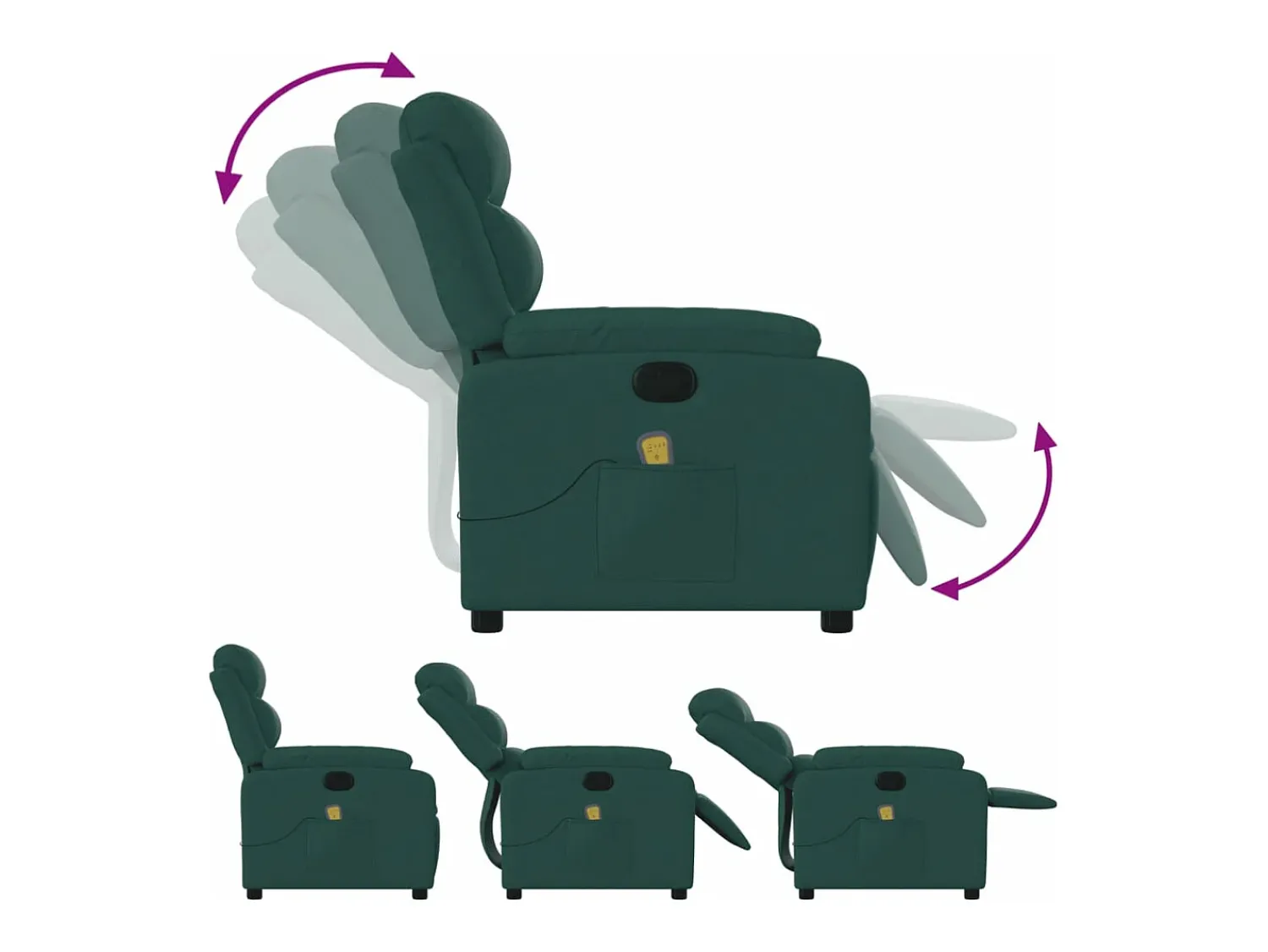 Outlet Poltrona de massagens reclinável tecido -escuro PT545302 Verde