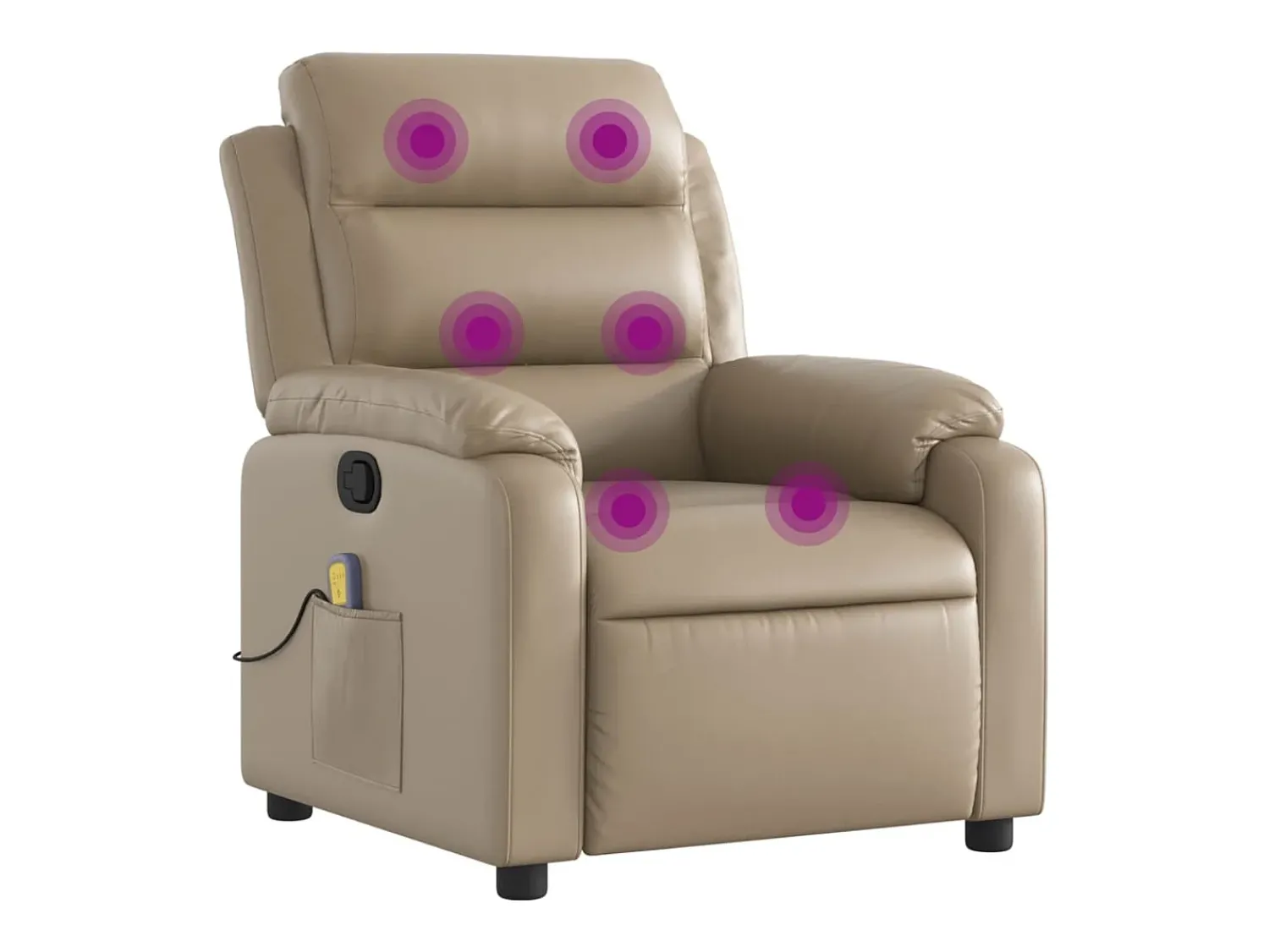 vidaxl Poltrona de massagens reclinável couro artificial cappuccino^ Poltrona