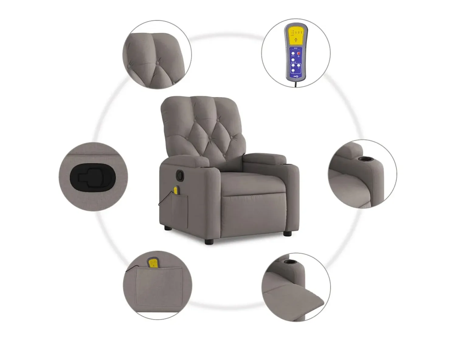 Poltrona* Poltrona de massagens reclinável tecido cinzento-acastanhado SHL971750 Taupe