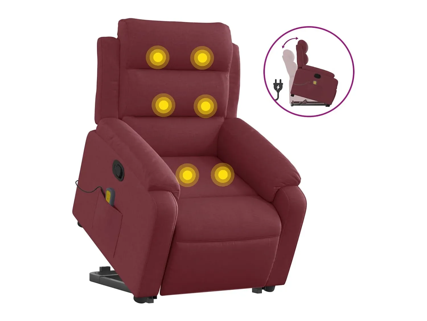 Poltrona|vidaxl Poltrona de massagens reclin. elevatória tecido tinto Vermelho