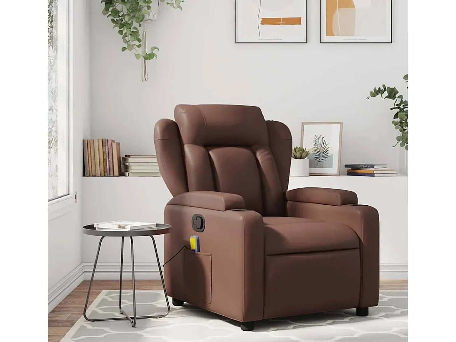Outlet Poltrona de massagens reclinável couro artificial SHL156846 Castanho