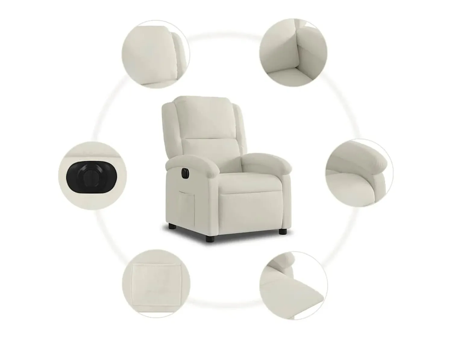 Poltrona|vidaxl Poltrona de massagens reclinável veludo cor Creme