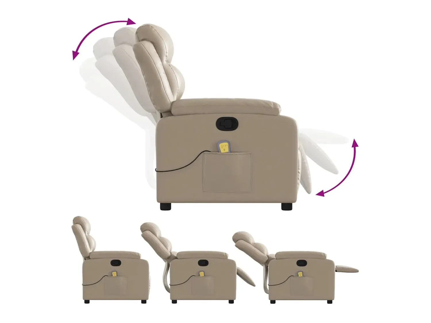 Clearance Poltrona de massagens reclinável couro artificial cappuccino SHL208239 Castanho
