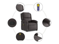 Poltrona*vidaxl Poltrona de massagens reclinável couro genuíno -escuro Castanho