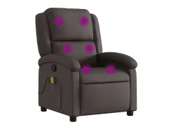 Poltrona*vidaxl Poltrona de massagens reclinável couro genuíno -escuro Castanho