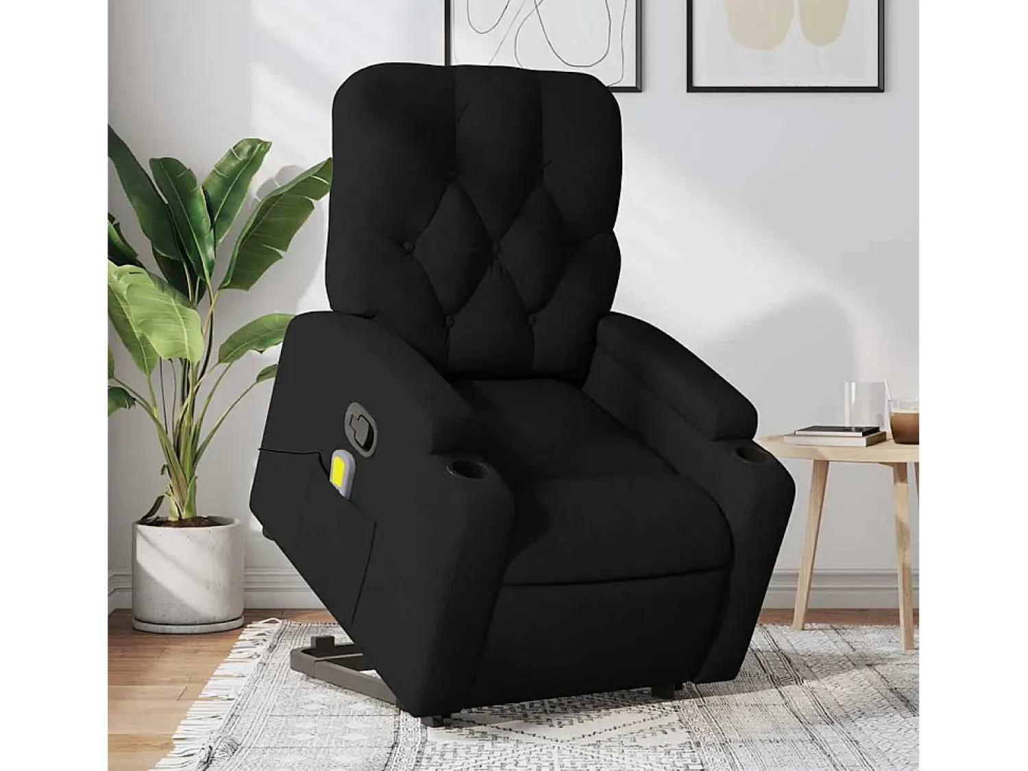 Poltrona* Poltrona de massagens reclinável elevatória tecido SHL481436 Preto