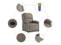 Poltrona de massagens reclinável tecido cinzento-acastanhado SHL886843^ Poltrona
