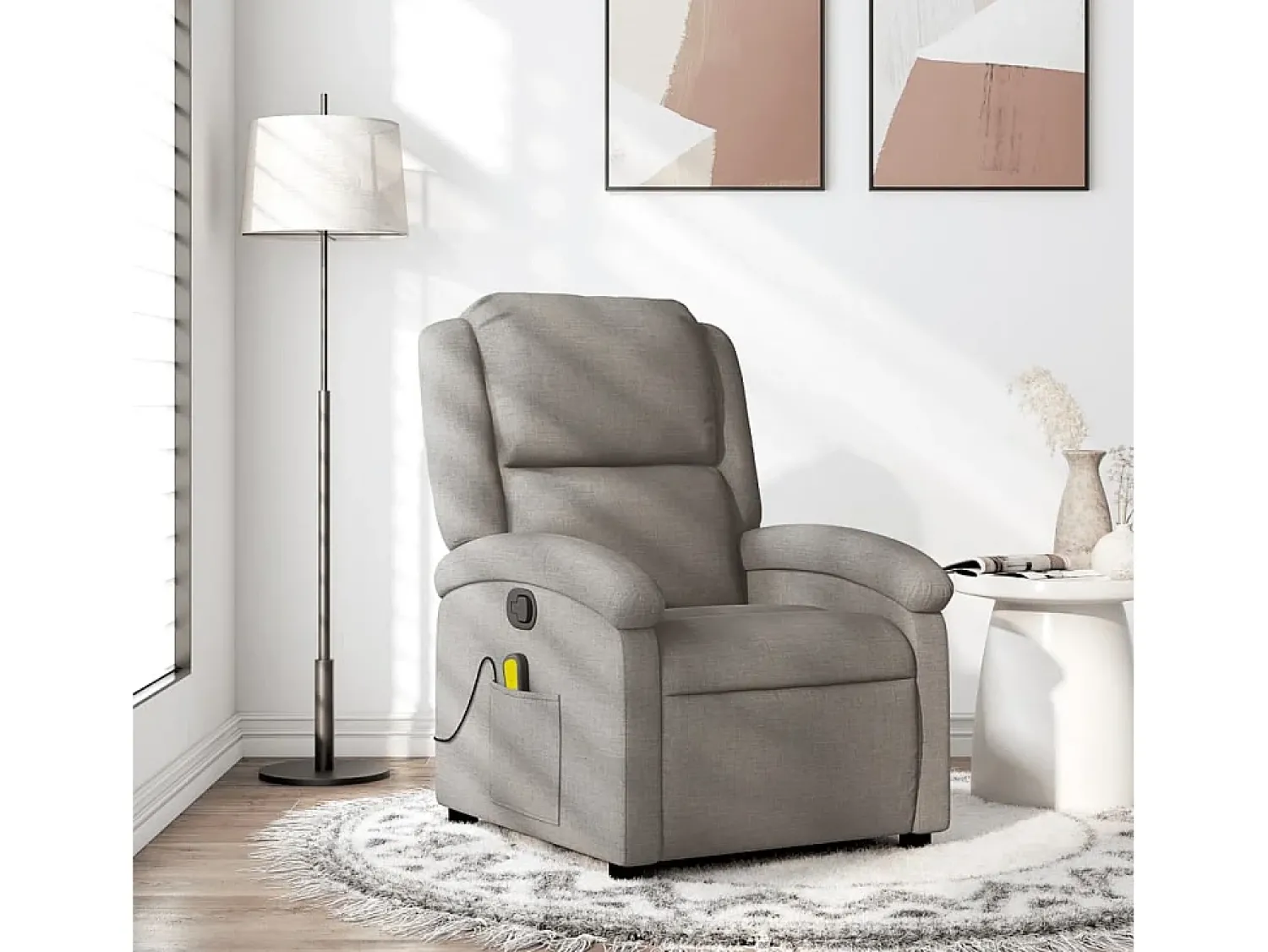 Poltrona de massagens reclinável tecido cinzento-acastanhado SHL886843^ Poltrona