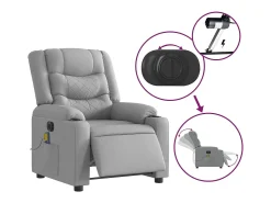 Poltrona| Poltrona de massagens reclinável elétrica tecido -claro SHL142694 Cinzento