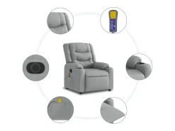 Poltrona| Poltrona de massagens reclinável elétrica tecido -claro SHL142694 Cinzento