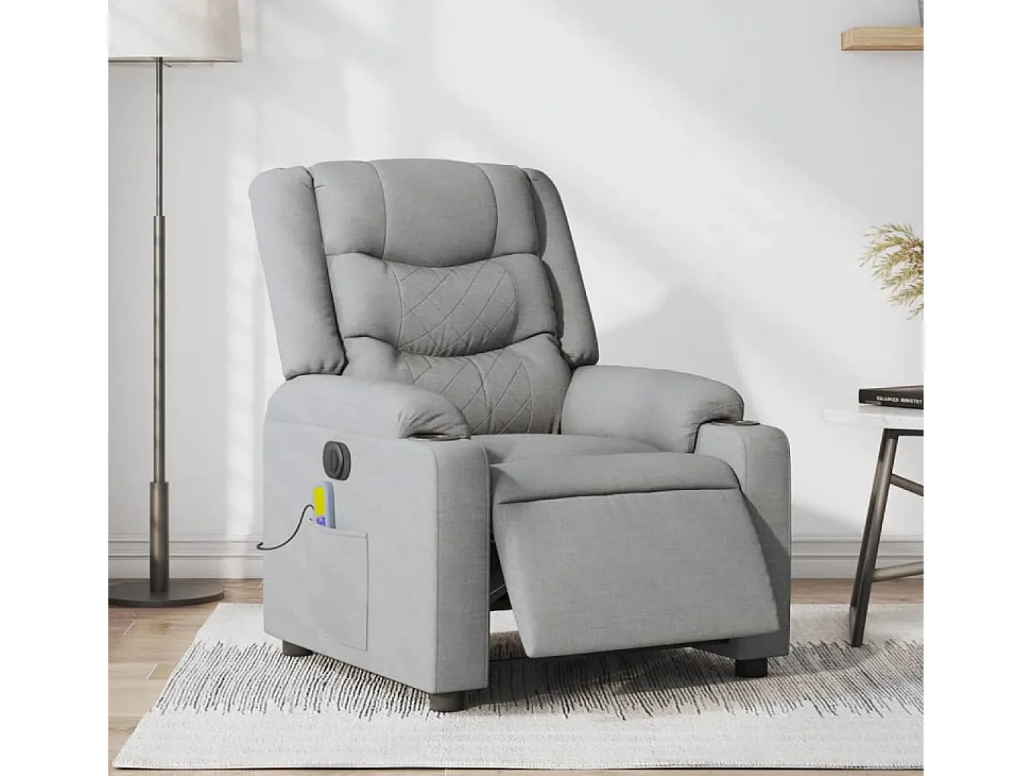 Poltrona| Poltrona de massagens reclinável elétrica tecido -claro SHL142694 Cinzento