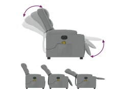 Poltrona| Poltrona de massagens reclinável elétrica tecido -claro SHL142694 Cinzento
