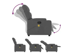 Poltrona|vidaxl Poltrona de massagens reclinável tecido -escuro Cinzento