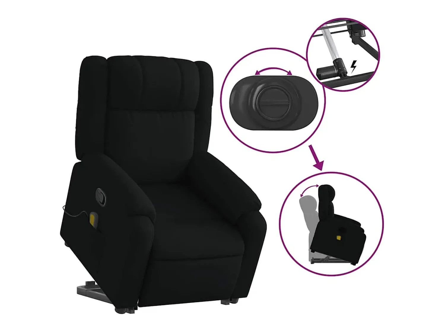 Poltrona de massagens reclinável elevatória tecido SHL86490^ Poltrona