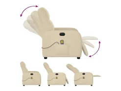 Poltrona de massagens reclinável elétrica tecido SHL474574 Creme