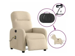 Poltrona de massagens reclinável elétrica tecido SHL474574 Creme