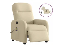 Poltrona de massagens reclinável elétrica tecido SHL474574 Creme