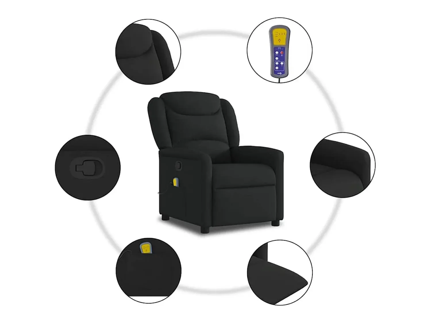 Poltrona* Poltrona de massagens reclinável tecido SHL109123 Preto