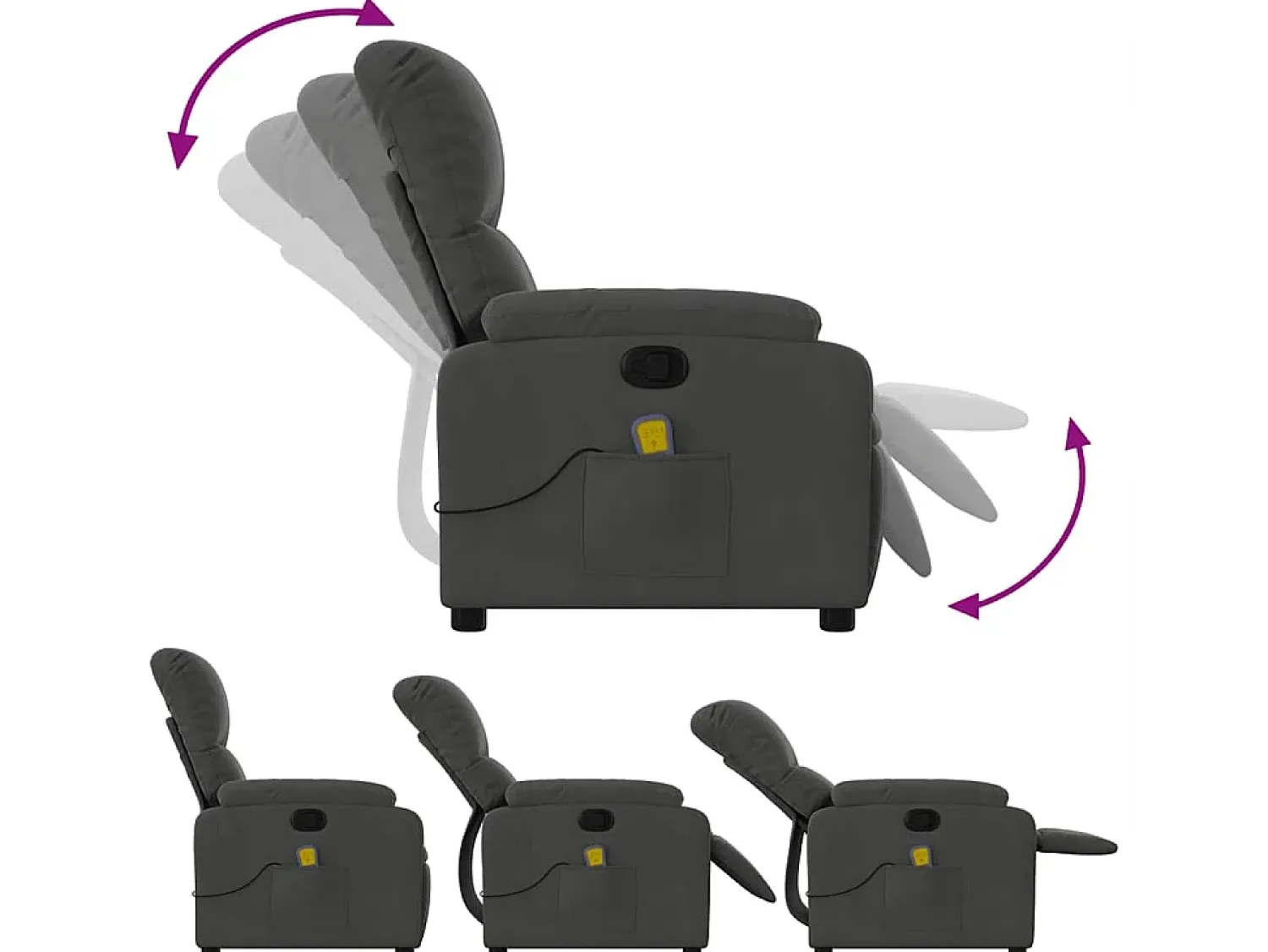 Poltrona| Poltrona de massagens reclinável tecido microfibra cinza-escuro SHL739959 Cinza antracite