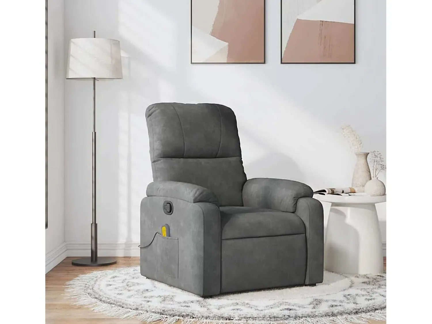 Poltrona| Poltrona de massagens reclinável tecido microfibra cinza-escuro SHL739959 Cinza antracite