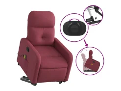 New Poltrona de massagens reclin. elevatória tecido tinto SHL947668 Vermelho