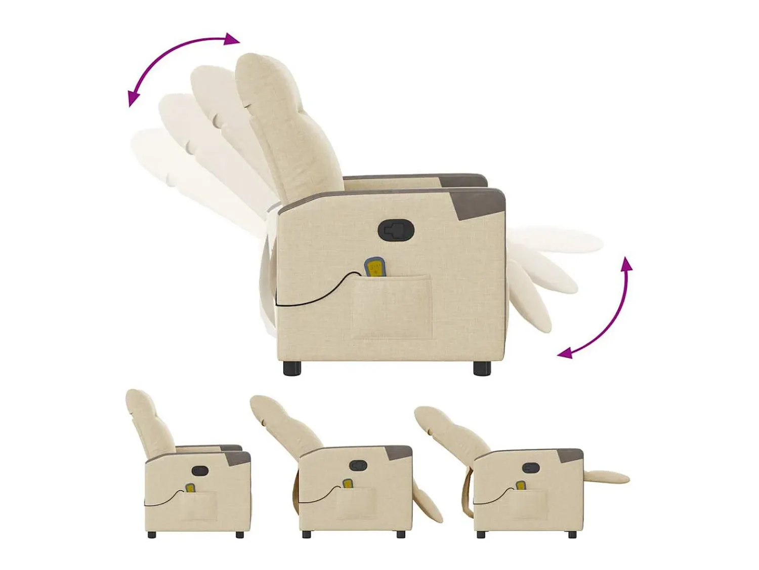 Poltrona| Poltrona de massagens reclinável tecido cor SHL687915 Creme