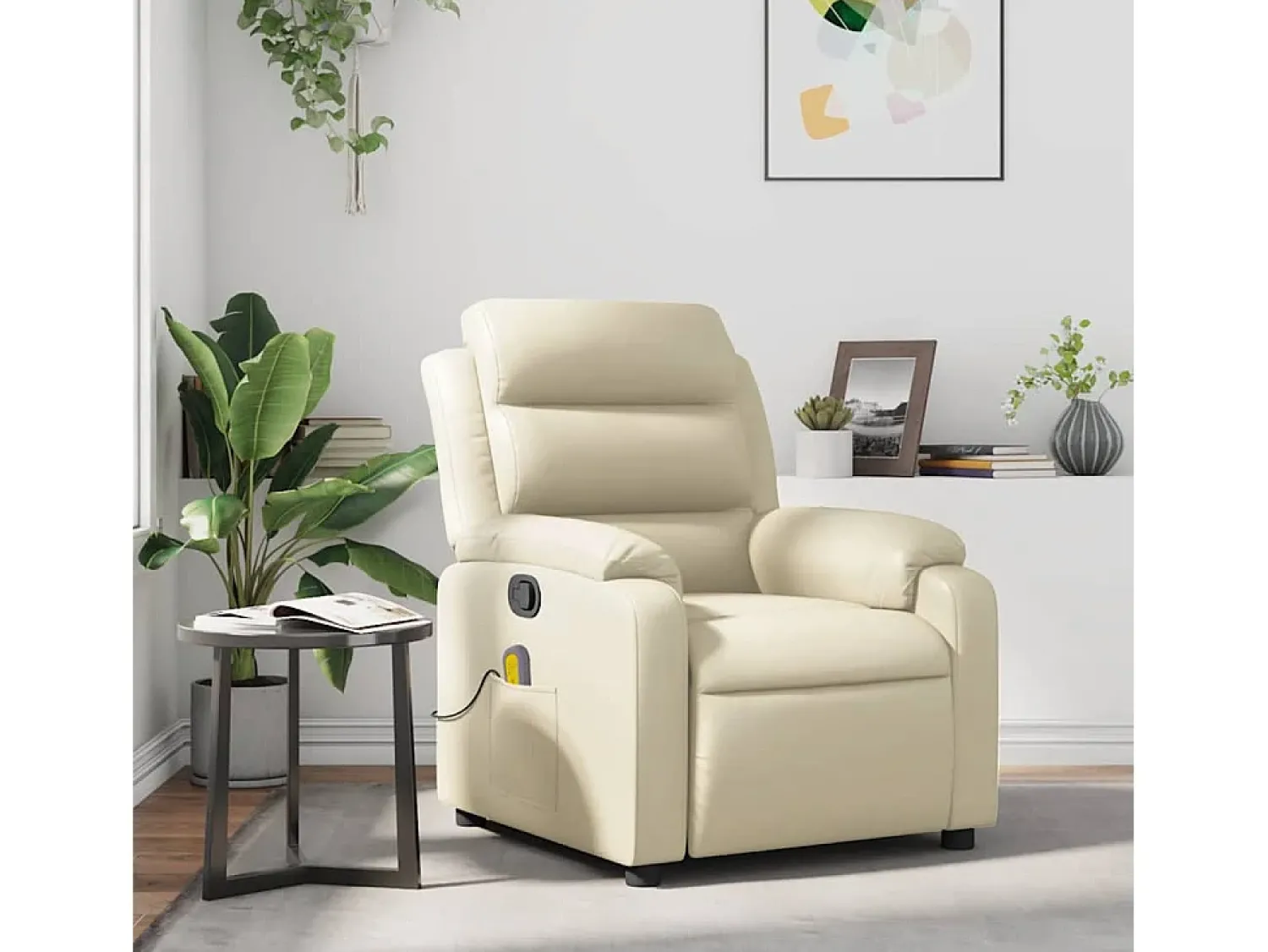 Poltrona| Poltrona de massagens reclinável couro artificial cor SHL154051 Creme