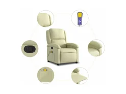 Poltrona* Poltrona de massagens reclinável couro genuíno cor SHL685310 Creme