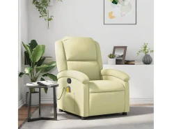 Poltrona* Poltrona de massagens reclinável couro genuíno cor SHL685310 Creme