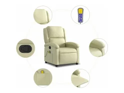 Poltrona* Poltrona de massagens reclinável couro genuíno cor SHL685310 Creme