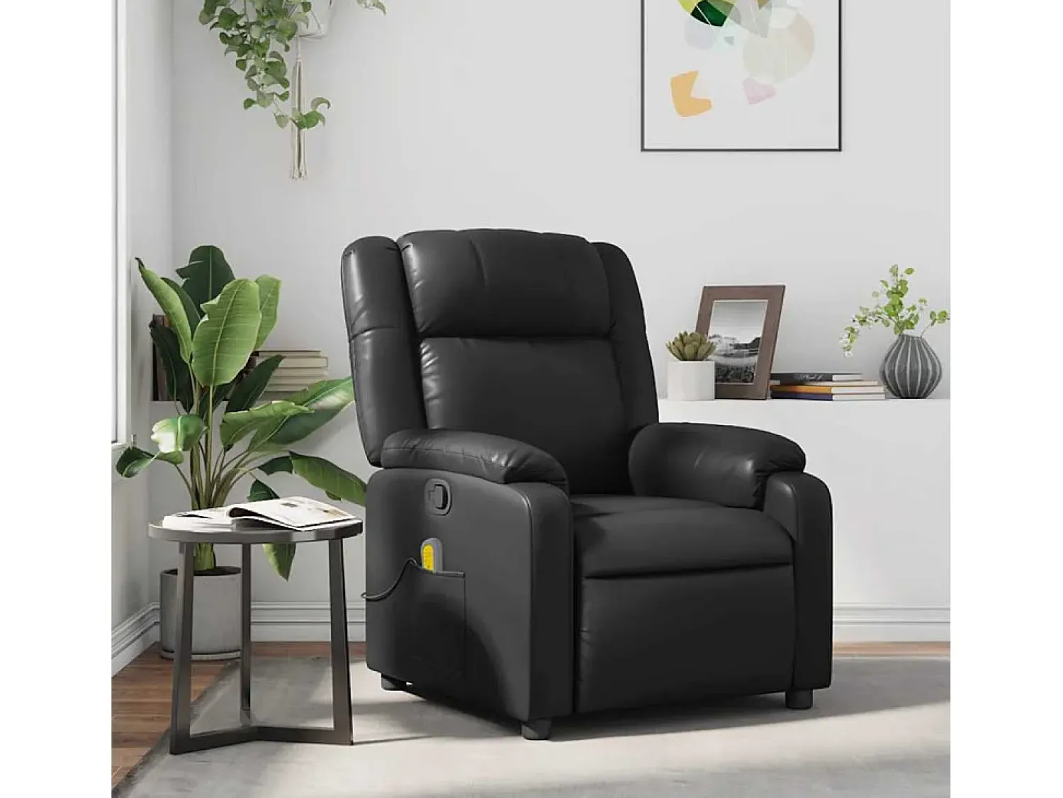 Poltrona de massagens reclinável couro artificial SHL720526 Preto