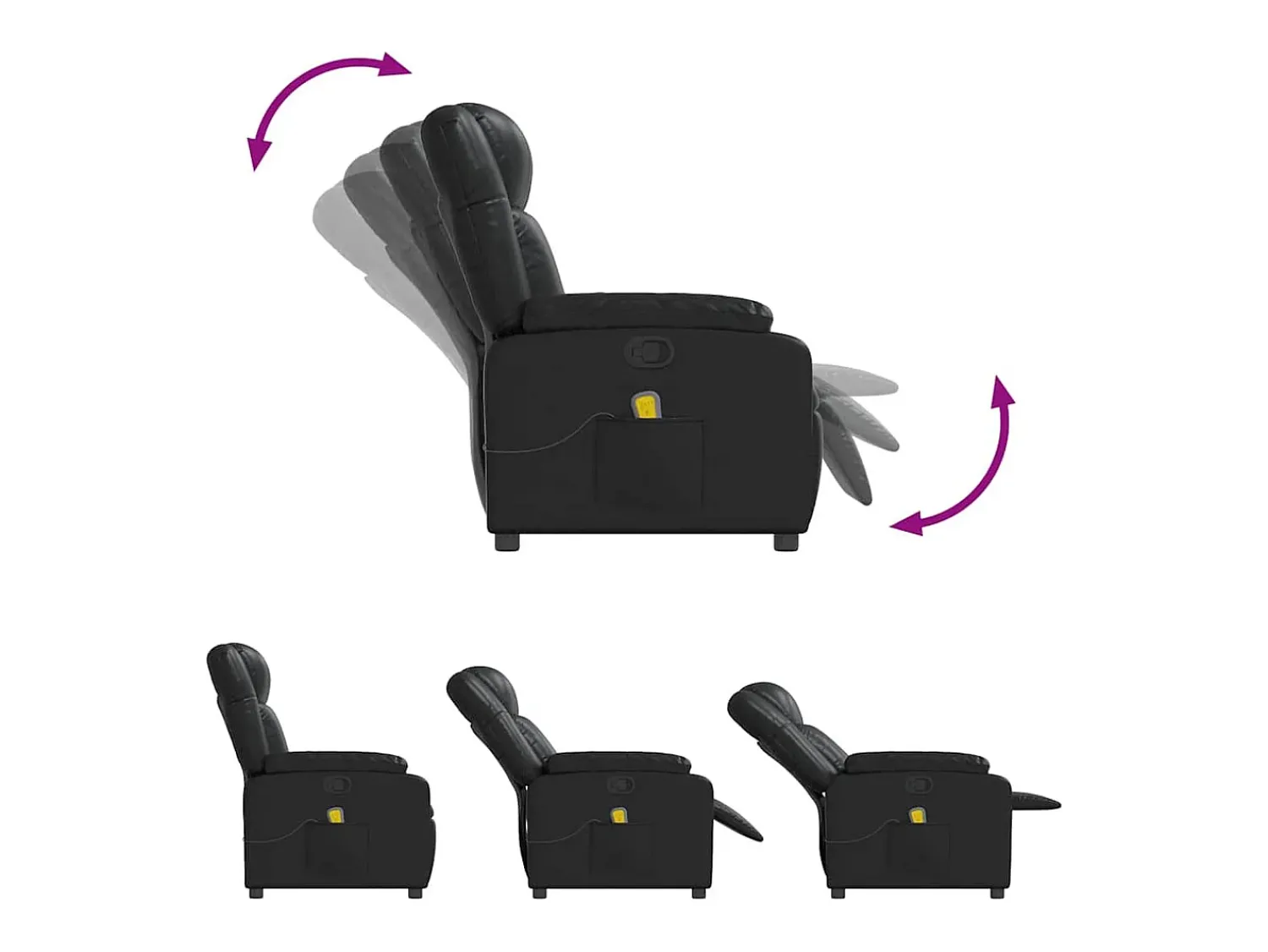 Poltrona de massagens reclinável couro artificial SHL720526 Preto