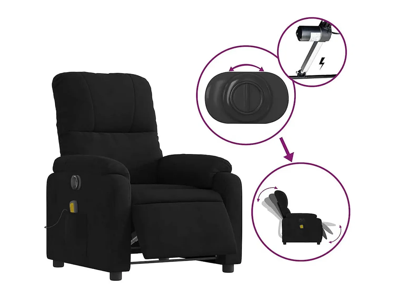 Poltrona de massagens reclinável elétrica microfibra SHL929757^ Poltrona