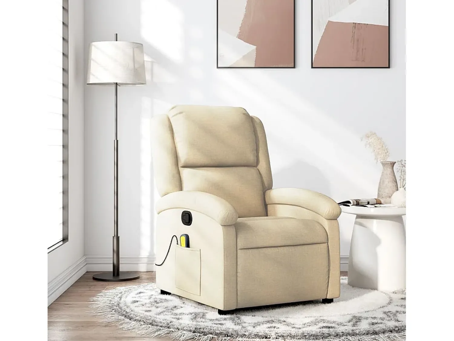 Poltrona| Poltrona de massagens reclinável tecido cor SHL365288 Creme