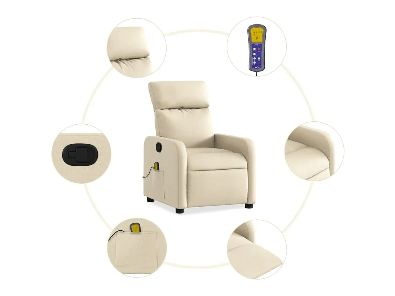 Poltrona* Poltrona de massagens reclinável tecido cor SHL414149 Creme