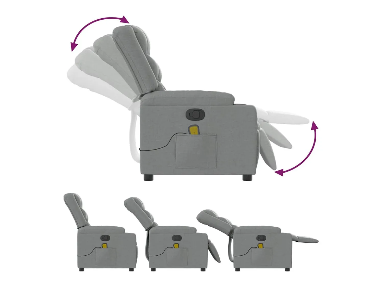 Clearance Poltrona de massagens reclinável tecido -claro SHL297476 Cinzento