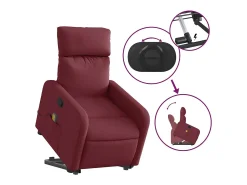 New Poltrona de massagens reclin. elevatória tecido tinto SHL753849 Vermelho
