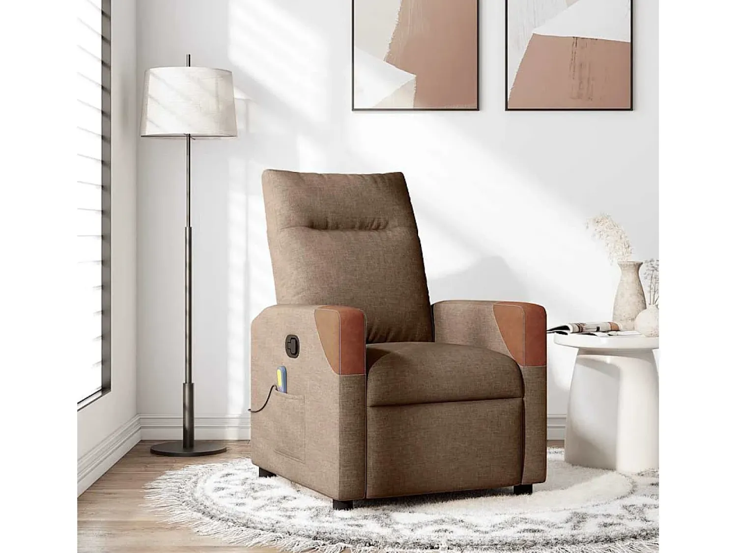 Discount Poltrona de massagens reclinável tecido SHL309938 Castanho