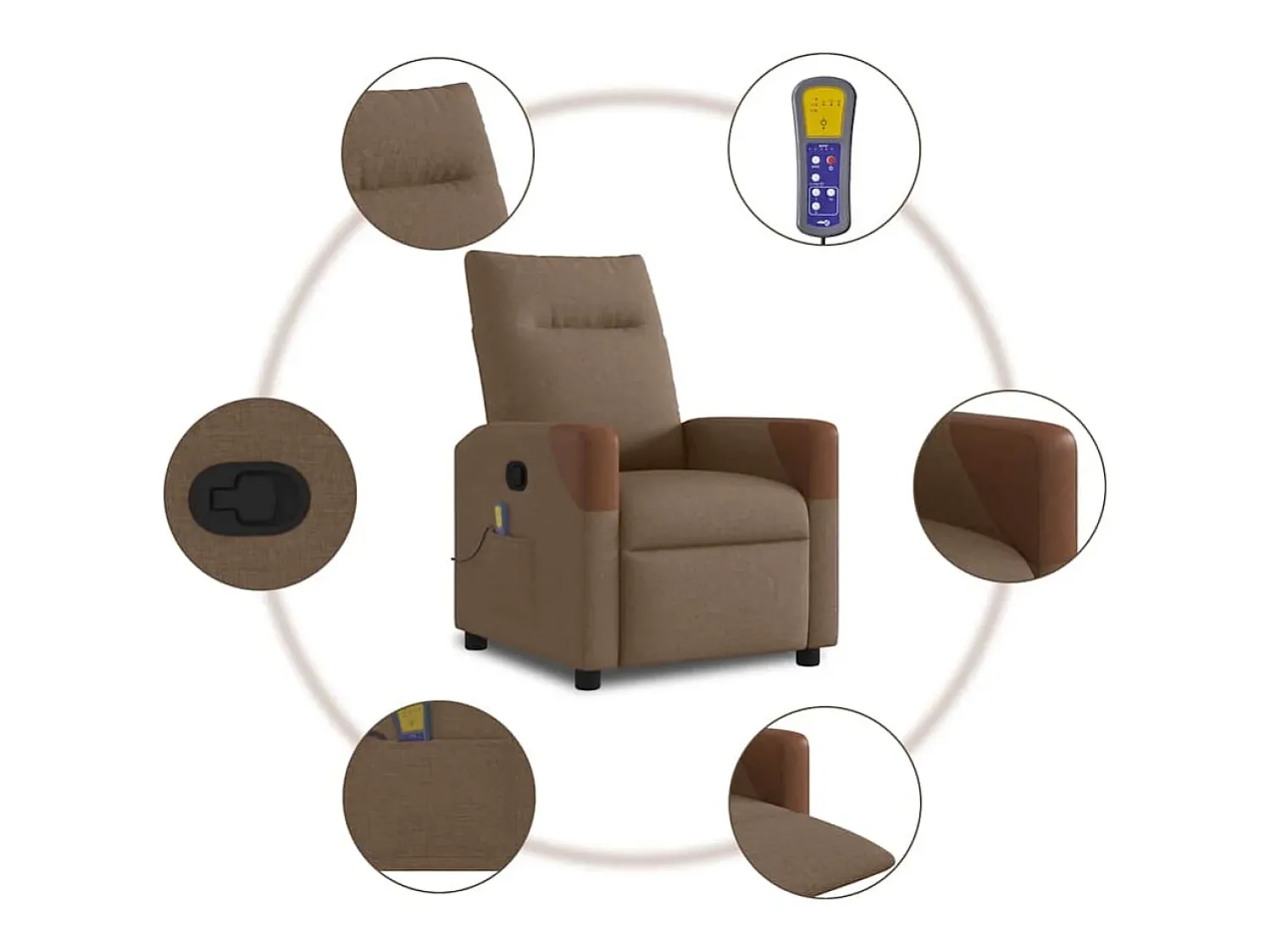 Discount Poltrona de massagens reclinável tecido SHL309938 Castanho
