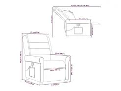 vidaxl Poltrona de massagens reclinável tecido^ Poltrona