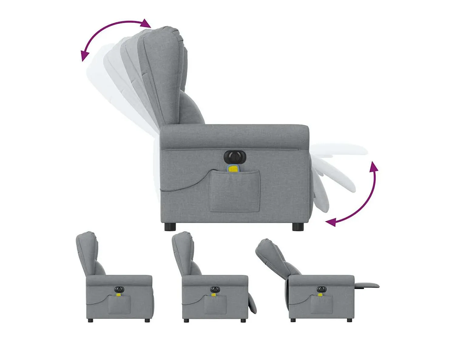 Poltrona| Poltrona de massagens reclinável elétrica tecido -claro SHL9923 Cinzento