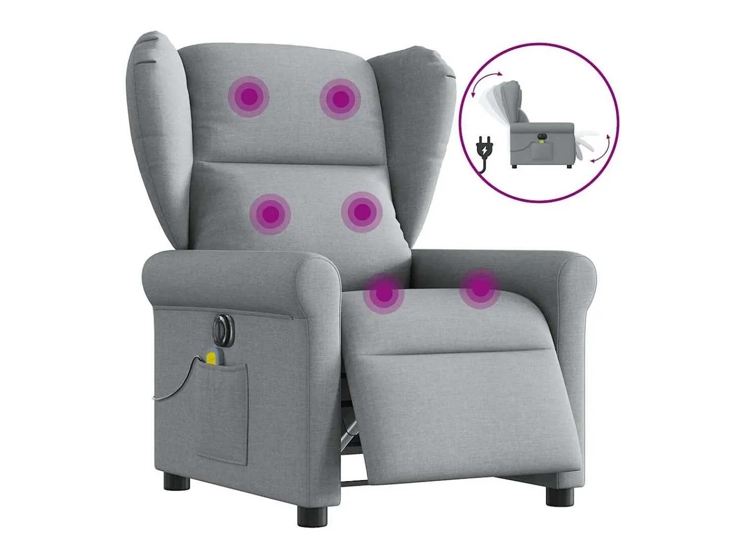 Poltrona| Poltrona de massagens reclinável elétrica tecido -claro SHL9923 Cinzento