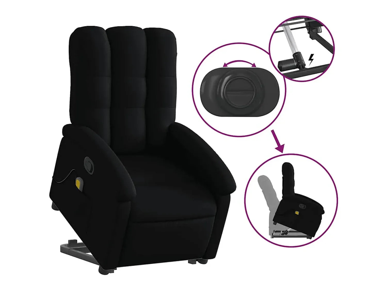 Poltrona| Poltrona de massagens reclinável elevatória tecido SHL296175 Preto