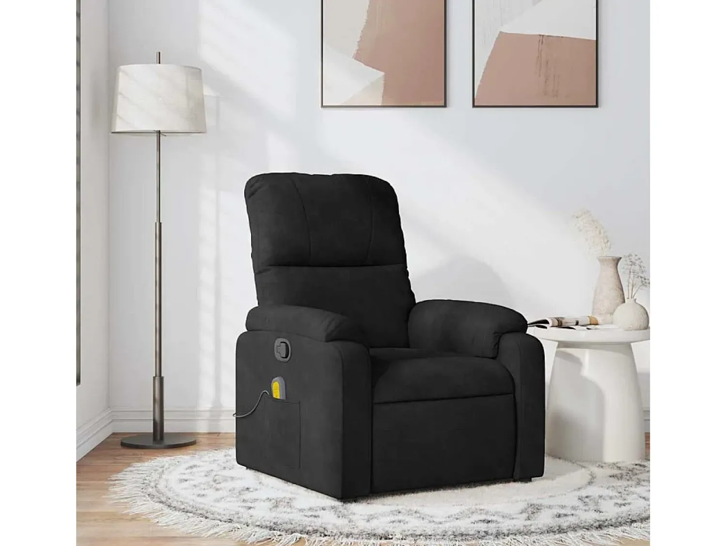 Poltrona* Poltrona de massagens reclinável tecido de microfibra SHL798740 Preto