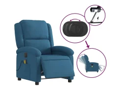 vidaxl Poltrona de massagens reclinável elétrica veludo^ Poltrona
