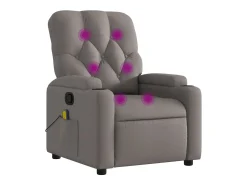 vidaxl Poltrona de massagens reclinável tecido cinzento-acastanhado^ Poltrona