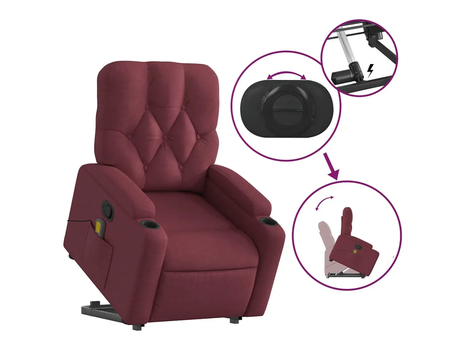 Poltrona* Poltrona de massagens reclin. elevatória tecido tinto SHL819693 Vermelho