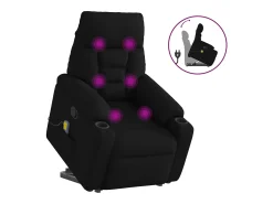 New Poltrona de massagens reclinável elevatória tecido SHL482331 Preto