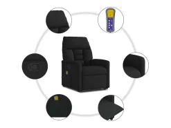 New Poltrona de massagens reclinável elevatória tecido SHL482331 Preto